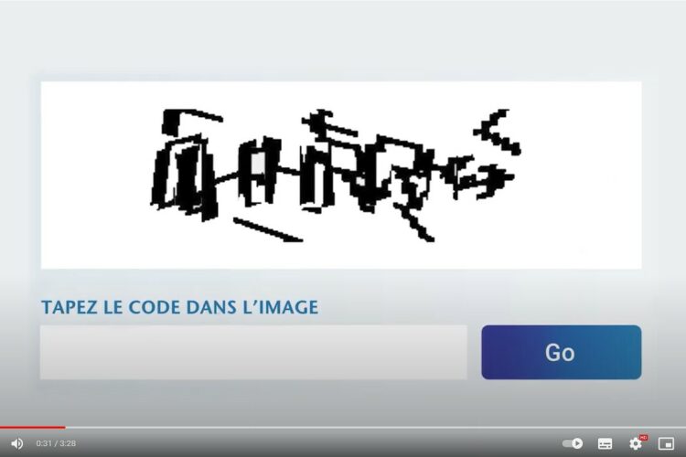Exemple de CAPTCHA, boite avec écriture illisible