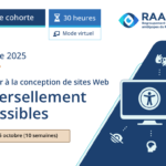 Image promotionnelle: Formation Participer à la conception de sites Web universellement accessibles (30 heures), prochaine cohorte automne 2025 débutant le 15 octobre pour 10 semaines